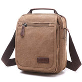 TELOSPORTS Multi-Pocket Messenger Bag for Men Women,Canvas Crossbody Shoulder Bags Vintage Satchel for Travel Work Business(Coffee))